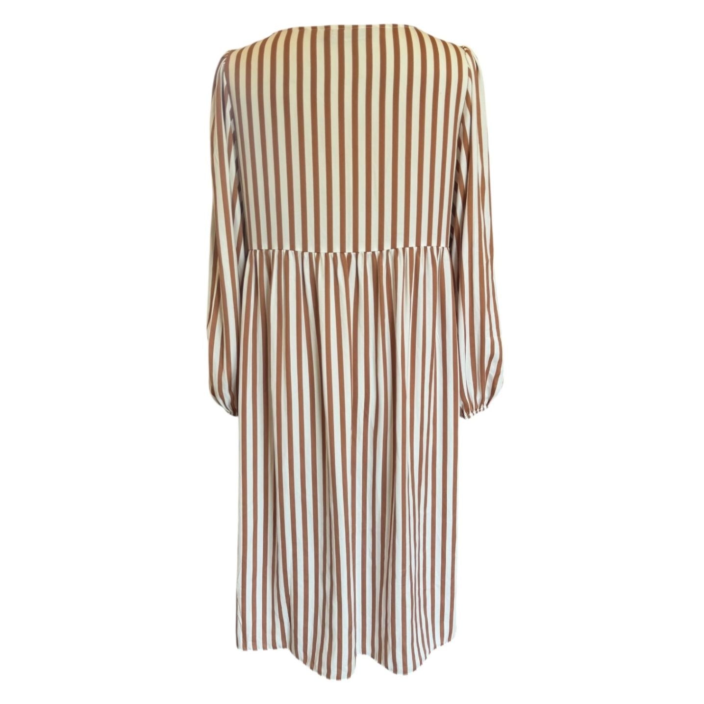 Steffen Schraut White/Brown Stripey and Sparkly Dress - UK 12