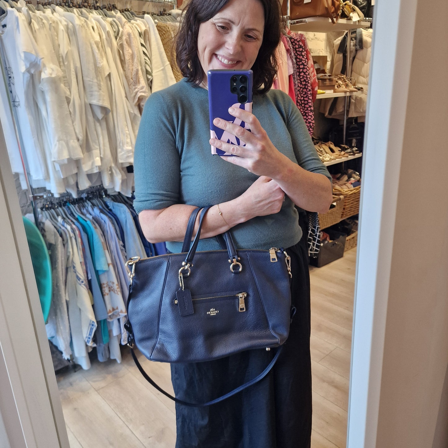 Coach Navy Leather Bag