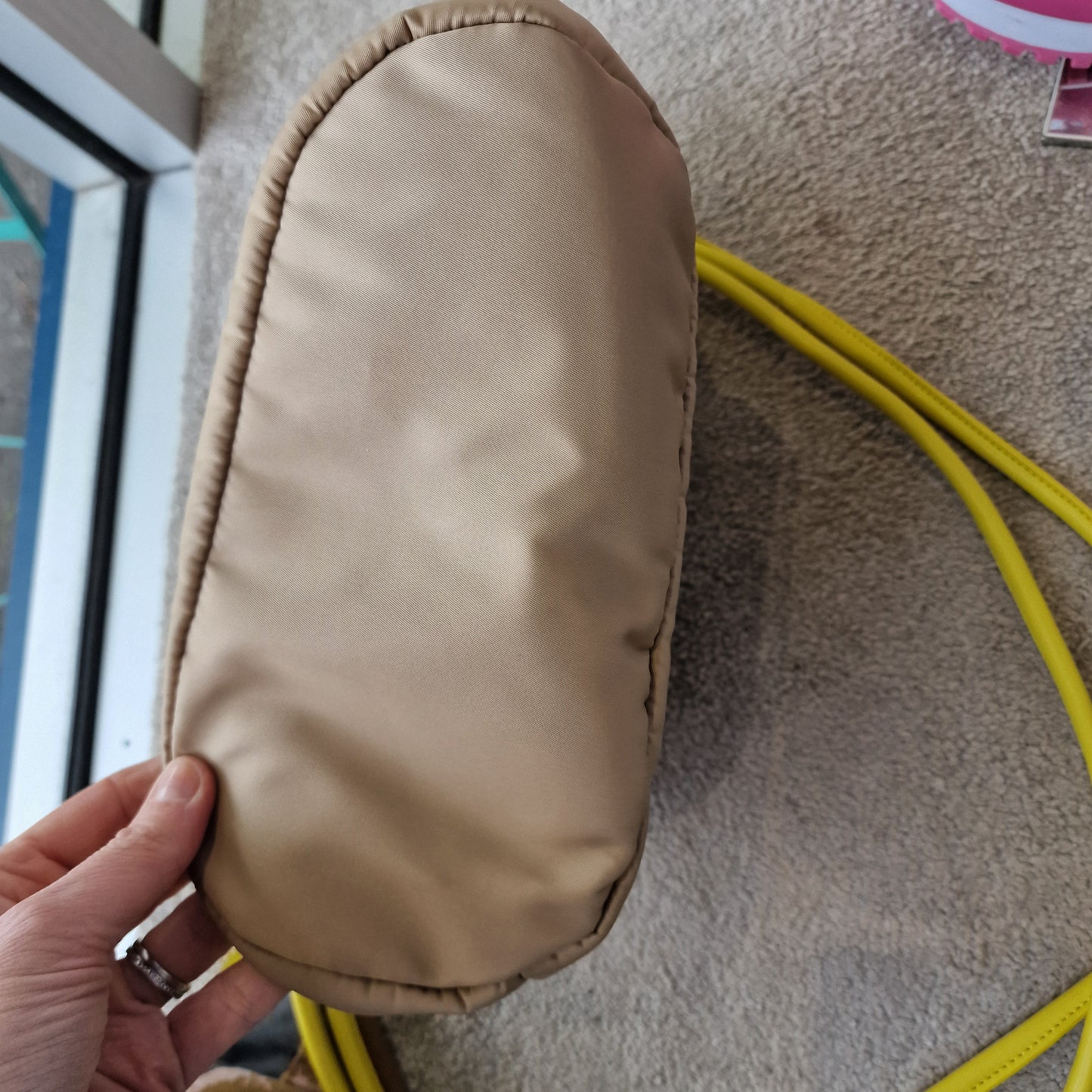 Marc Cain Beige & Yellow Canvas Drawstring Bag