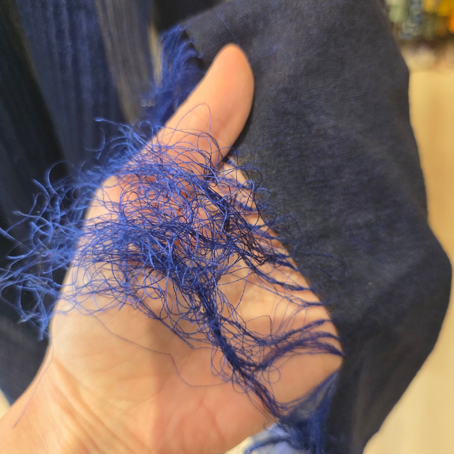 Haider Ackermann Blue Silk Blend Fringed Shawl