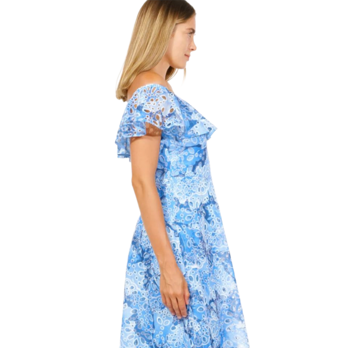 Mikael Aghal 'Azure Elegance' Blue Lace Dress - 10