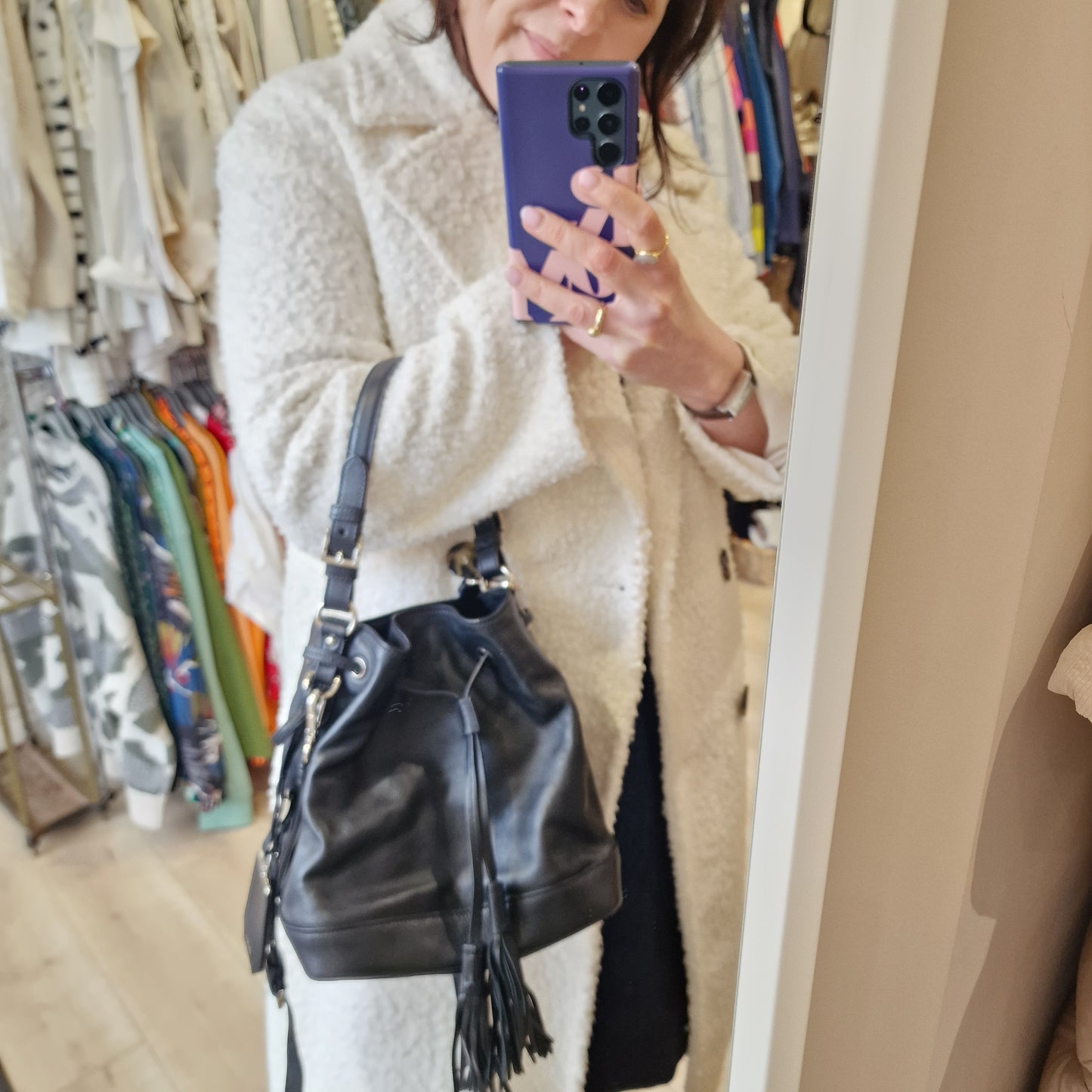 Prada Black Leather Bucket Bag