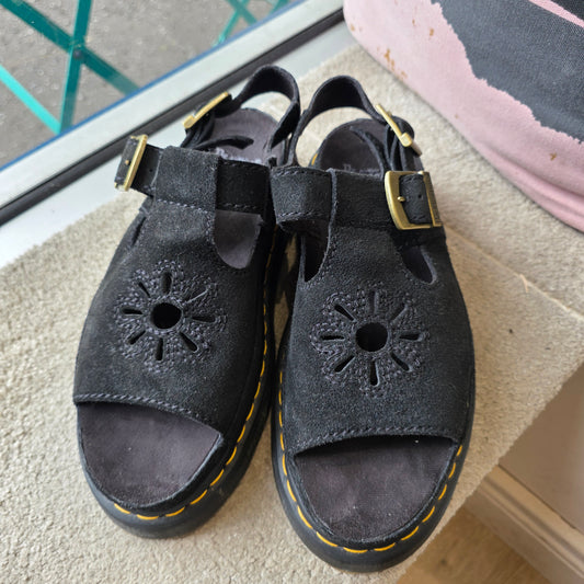Dr. Martens Black Dunnet Flower Sandals - 6.5