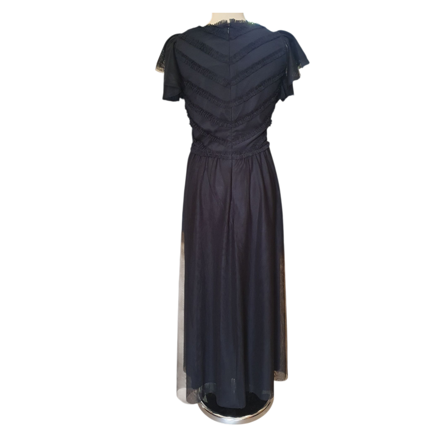 Boden Black V-Neck Tulle Maxi Dress - 16/18