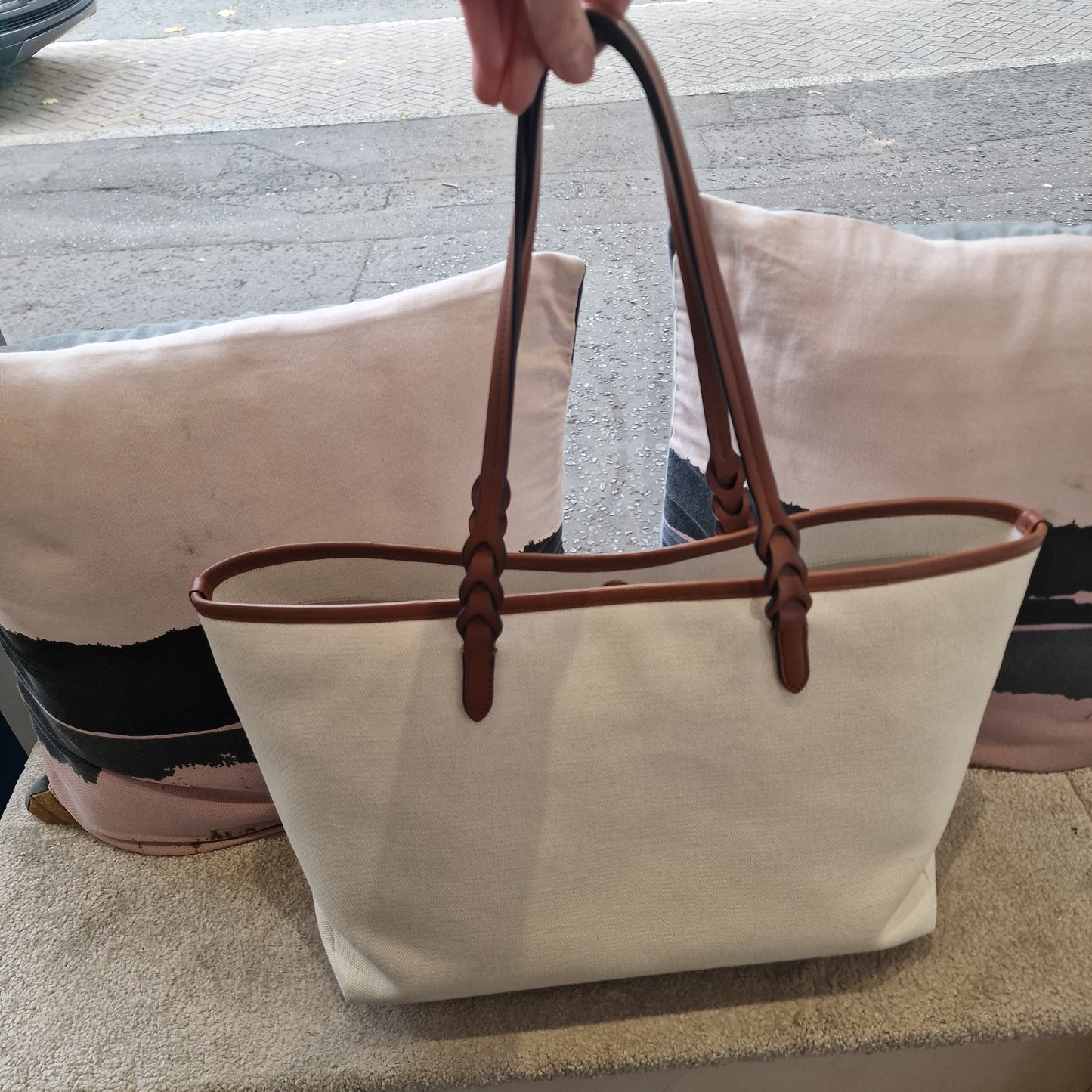Mulberry Bayswater Canvas Tote, Cream & Tan