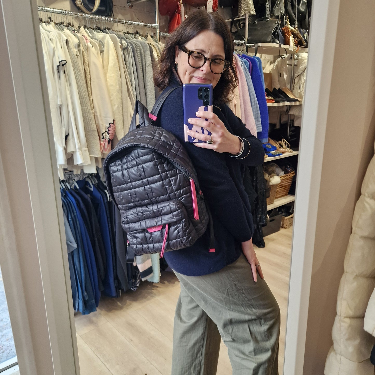 Kate Spade Black Quilted Backpack