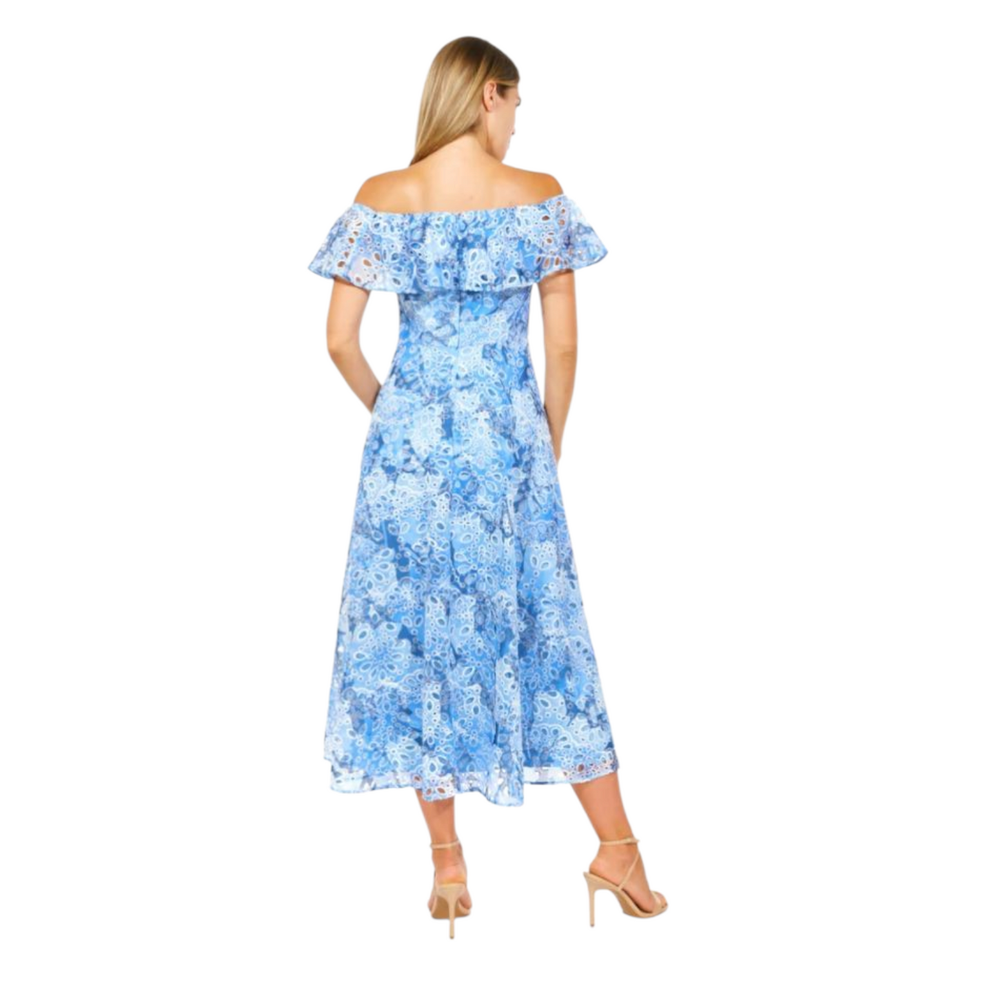 Mikael Aghal 'Azure Elegance' Blue Lace Dress - 10