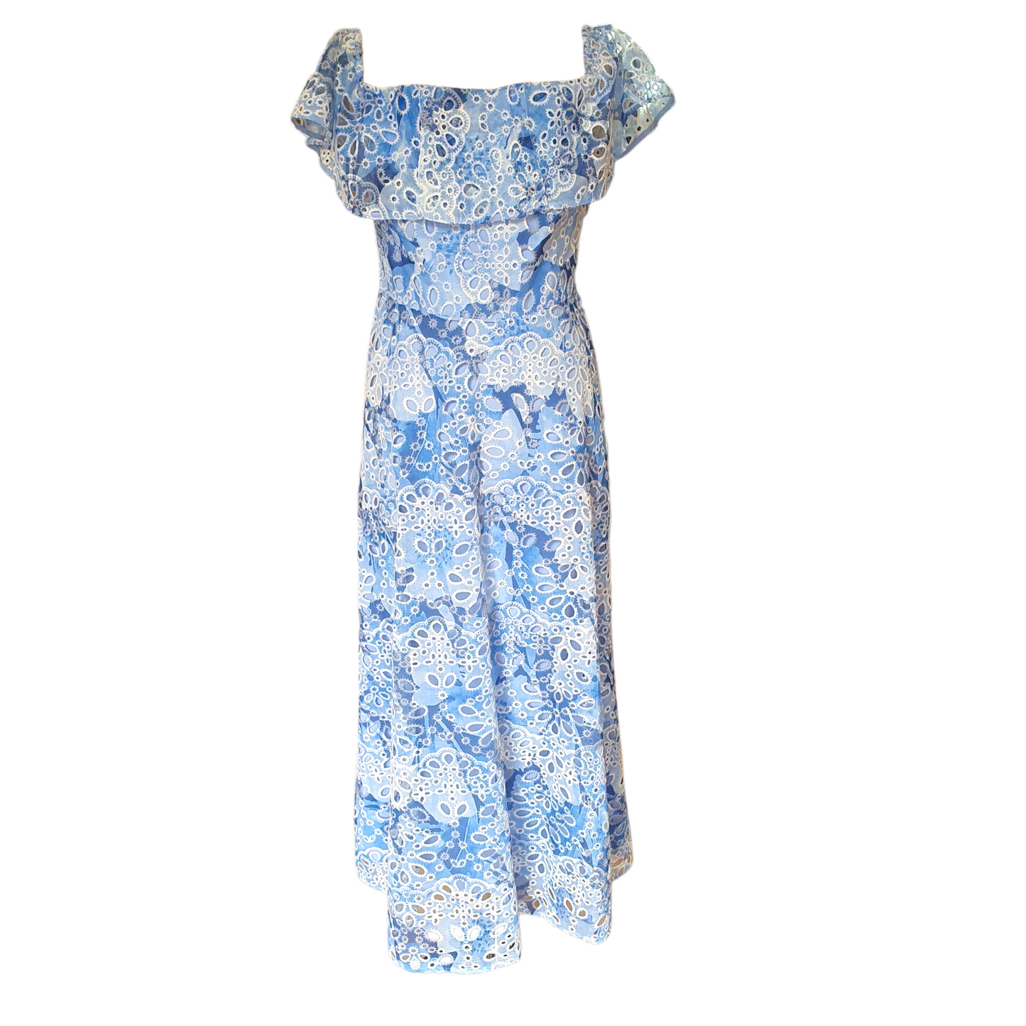 Mikael Aghal 'Azure Elegance' Blue Lace Dress - 10