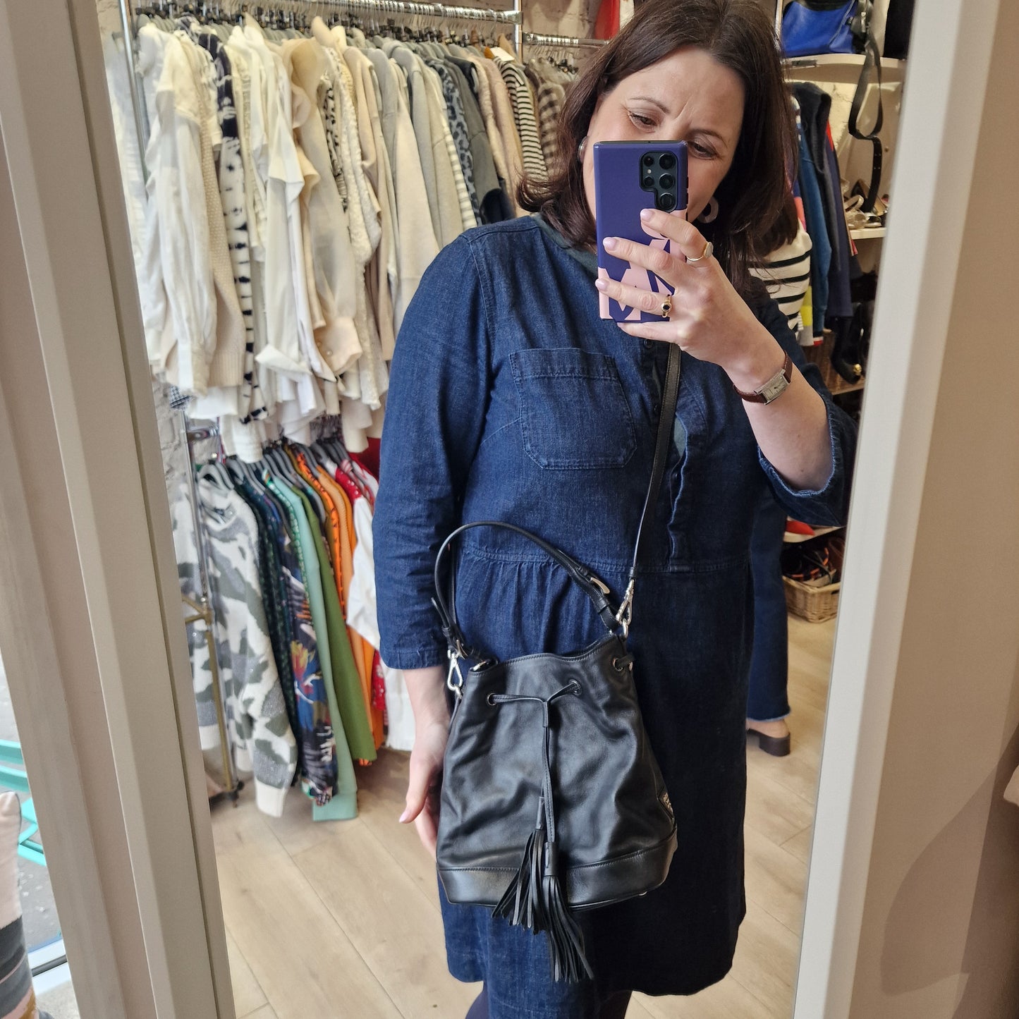 Prada Black Leather Bucket Bag