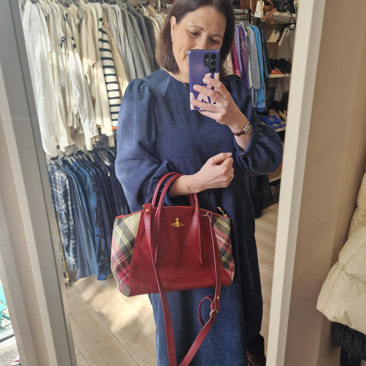Vivienne Westwood Maroon and Tartan Bag