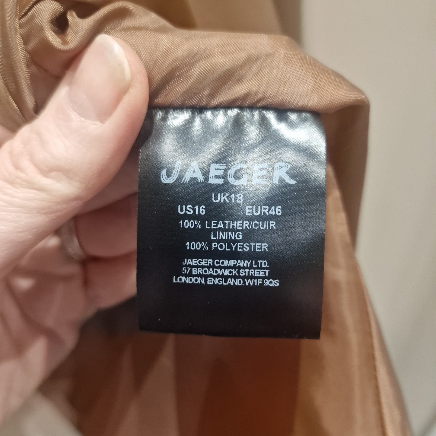 Jaegar Tan Leather Jacket - 16/18