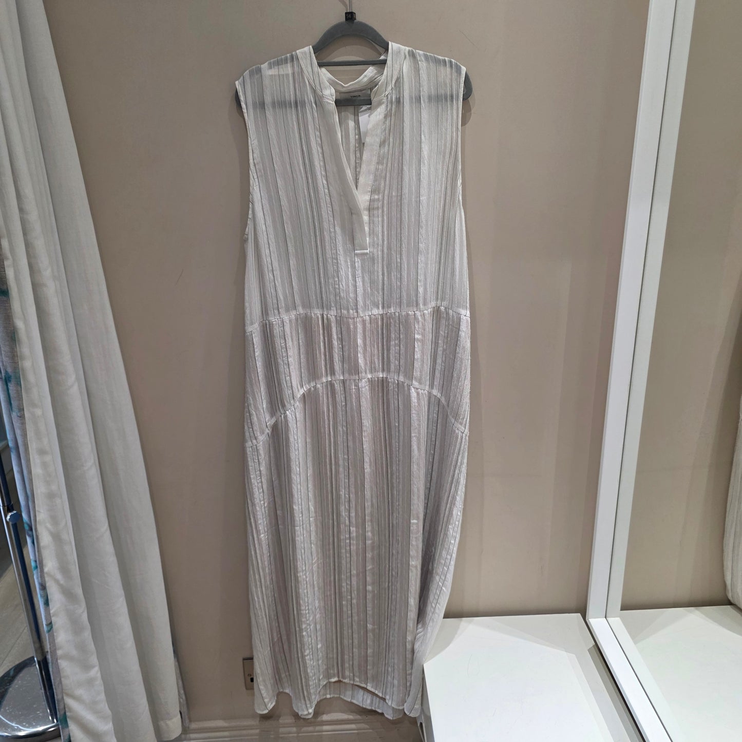 Vince Stripe Drape Tiered Dress - 14