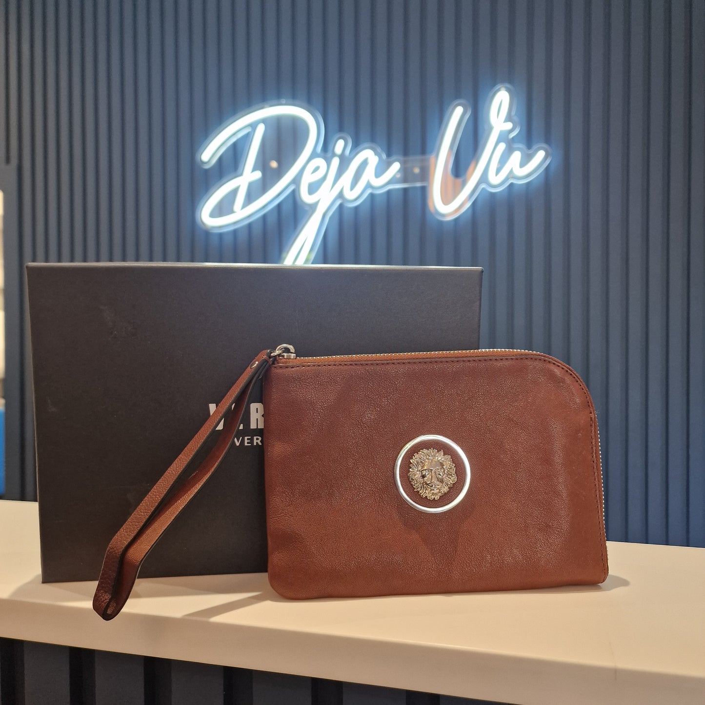 Versus Versace Chestnut Brown Leather Pouch