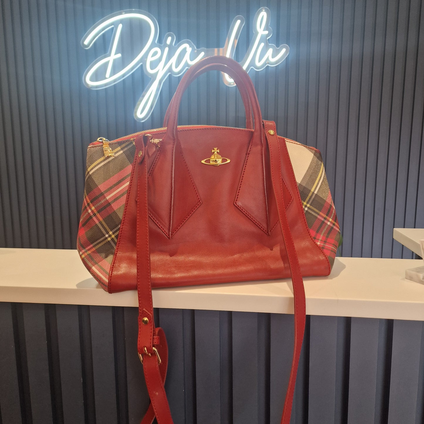 Vivienne Westwood Maroon and Tartan Bag