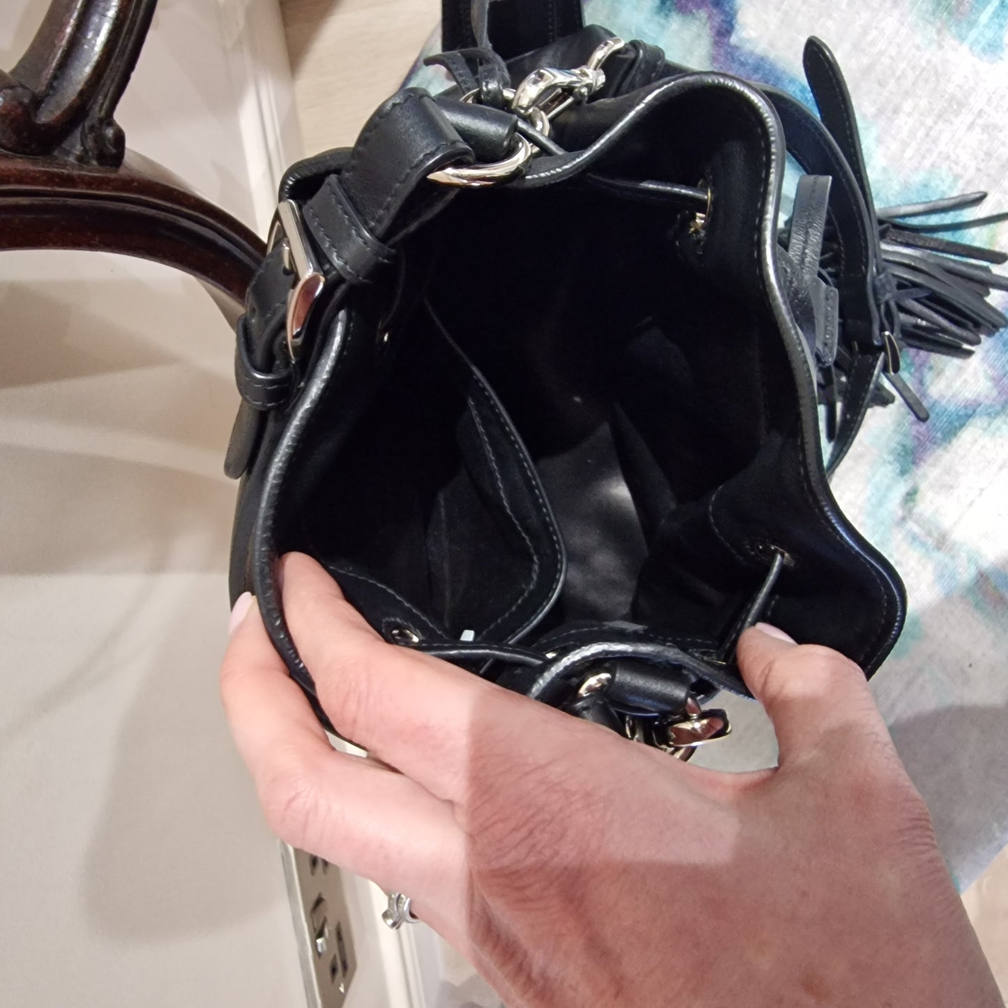 Prada Black Leather Bucket Bag