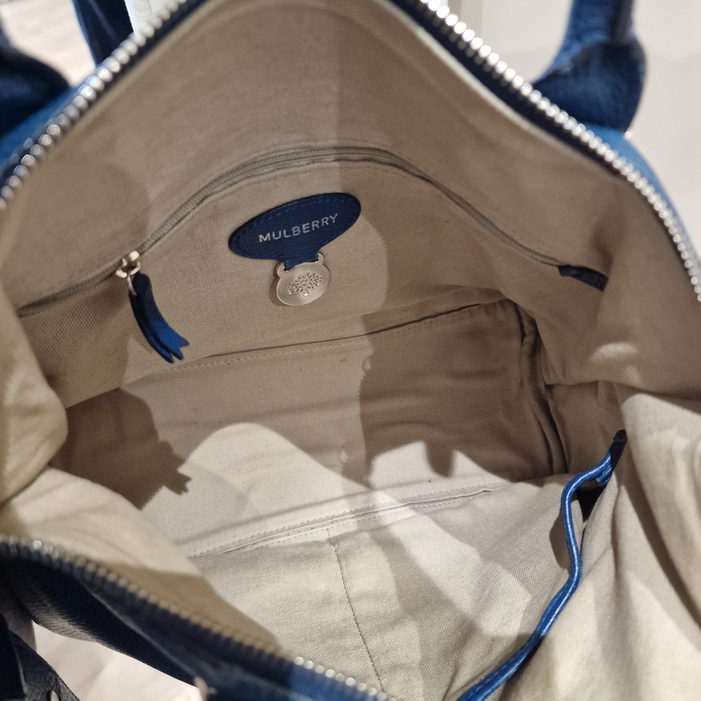 Mulberry Alice Sea Blue Zip Tote