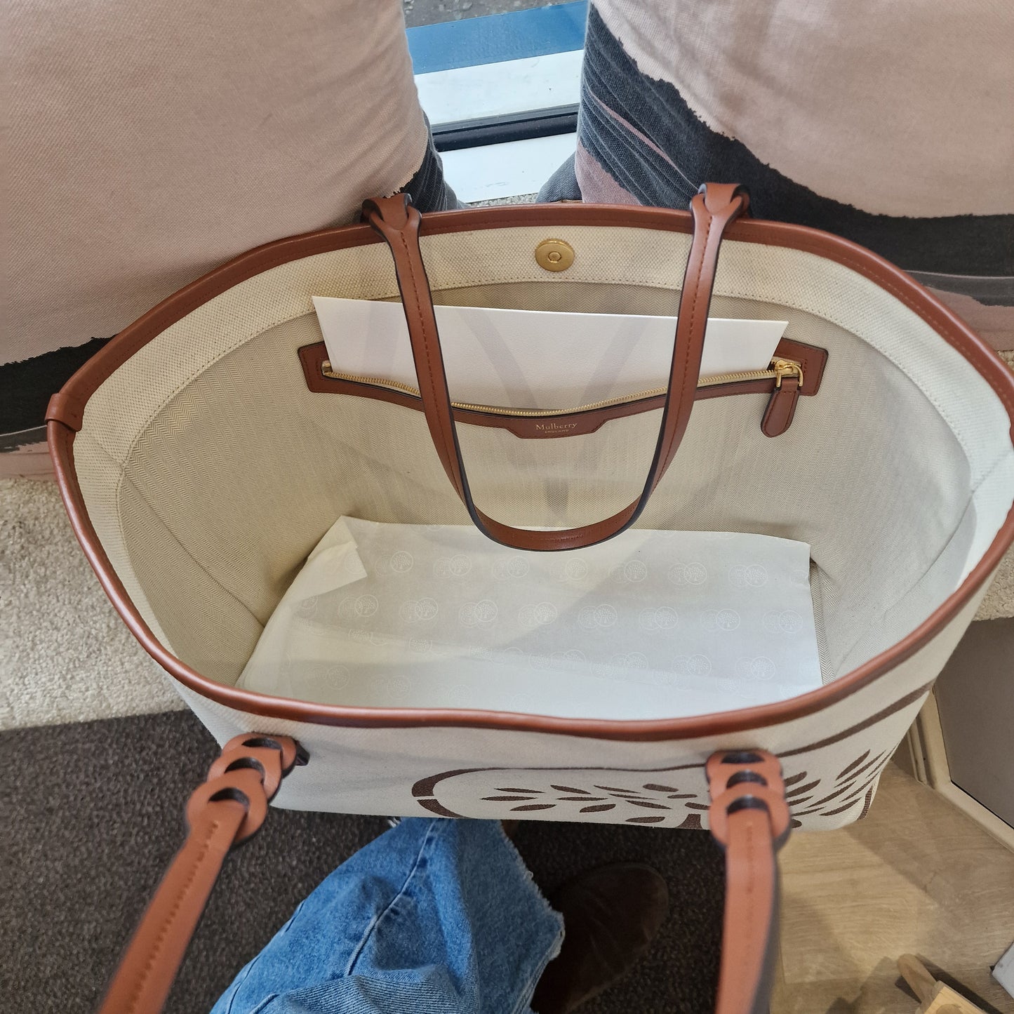Mulberry Bayswater Canvas Tote, Cream & Tan