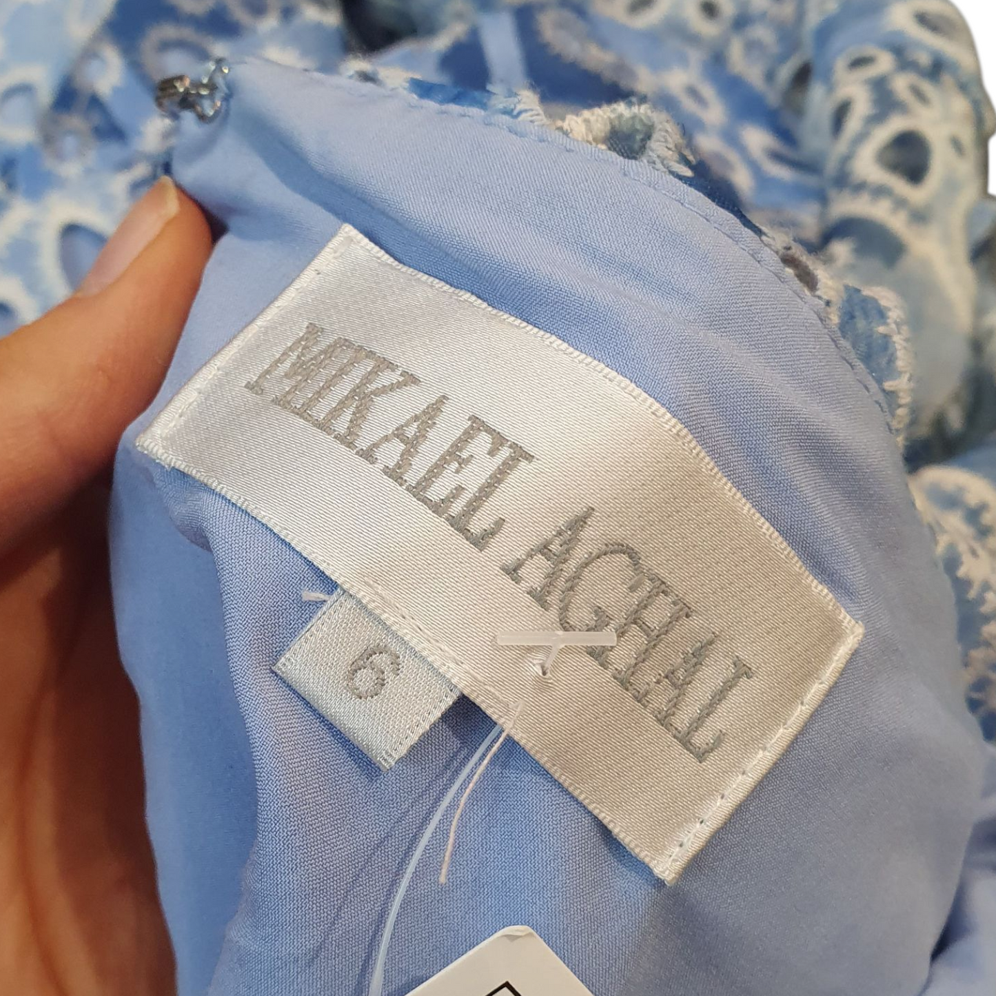Mikael Aghal 'Azure Elegance' Blue Lace Dress - 10