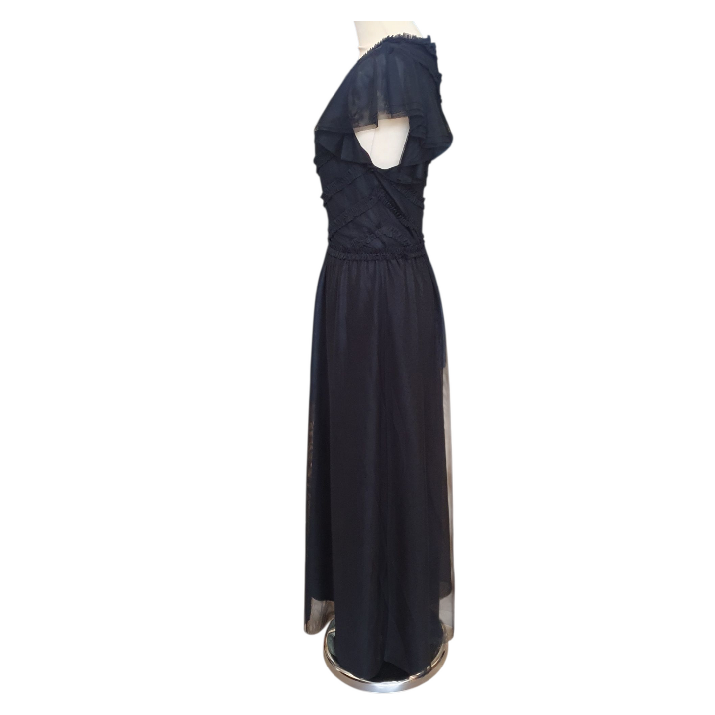 Boden Black V-Neck Tulle Maxi Dress - 16/18