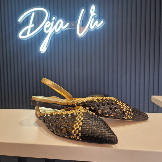 Sandro Black and Gold Woven Flats - 5 NEW