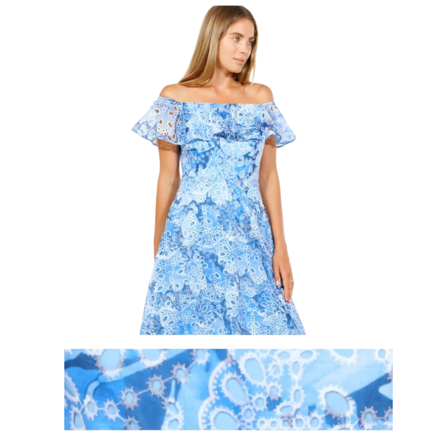 Mikael Aghal 'Azure Elegance' Blue Lace Dress - 10