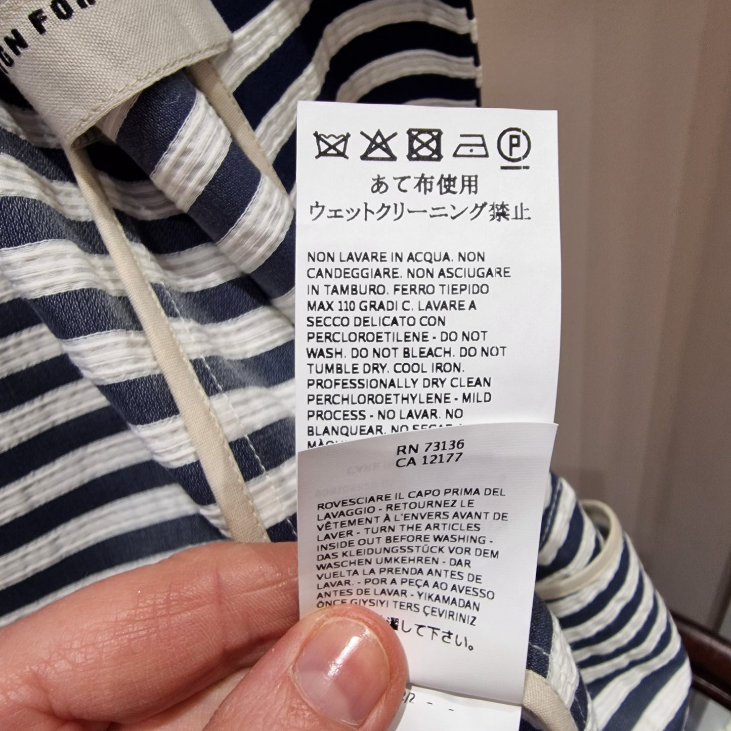 'S Max Mara Navy & White Stripe Coat - 12