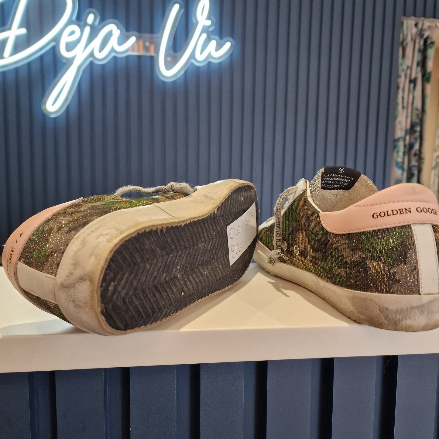 Golden Goose Super-Star Camo and Silver Glitter Sneakers 7