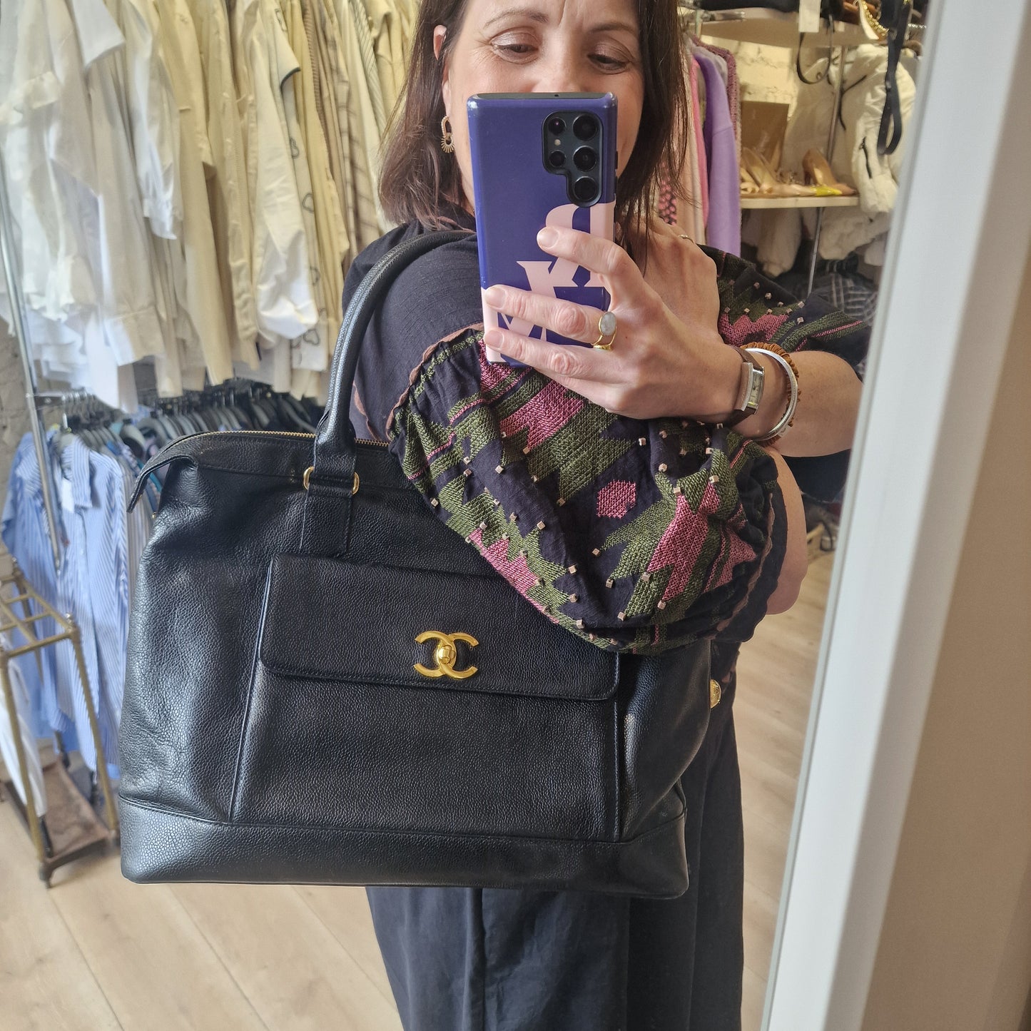 Chanel Black Caviar Leather Bag