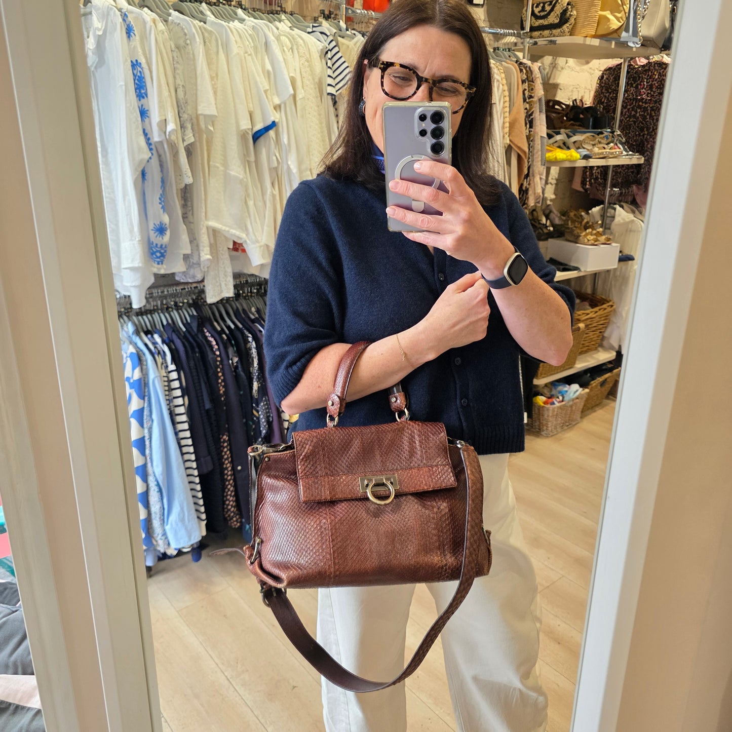 Salvatore Ferragamo Exotic Leather Brown Handbag