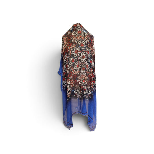 Alexander McQueen Blue Stained Glass Fringed Shawl