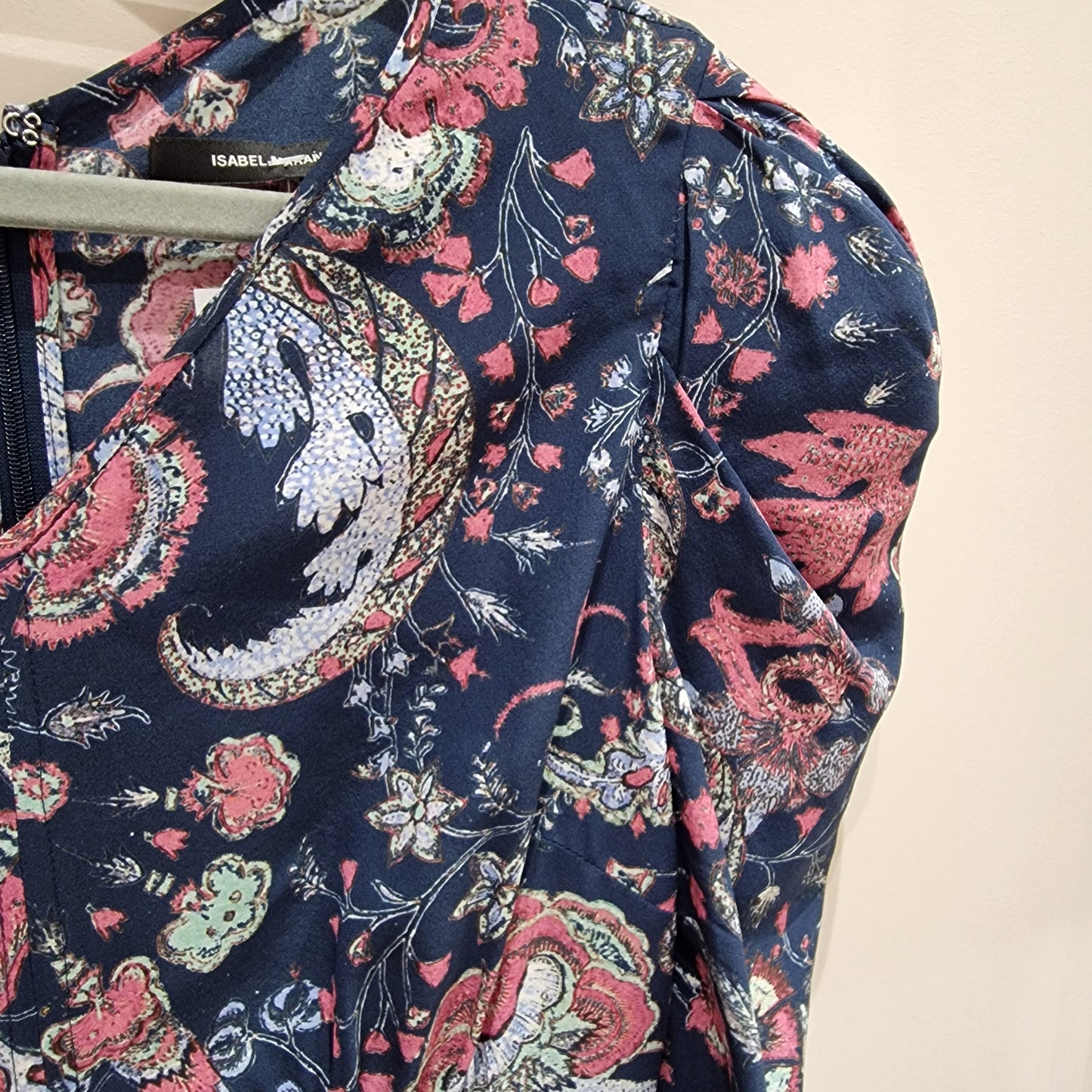 Isabel Marant Navy Patterned Silk Dress - 10