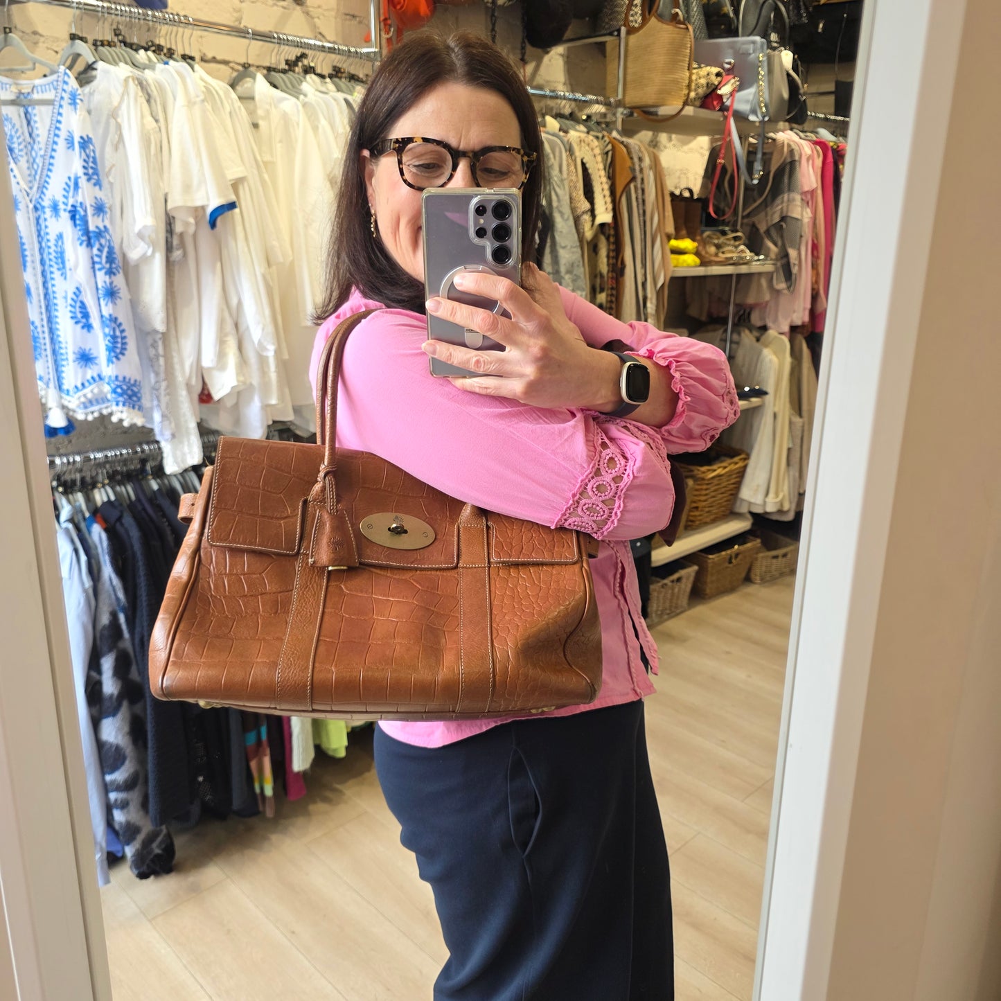 Mulberry Croc Tan Bayswater