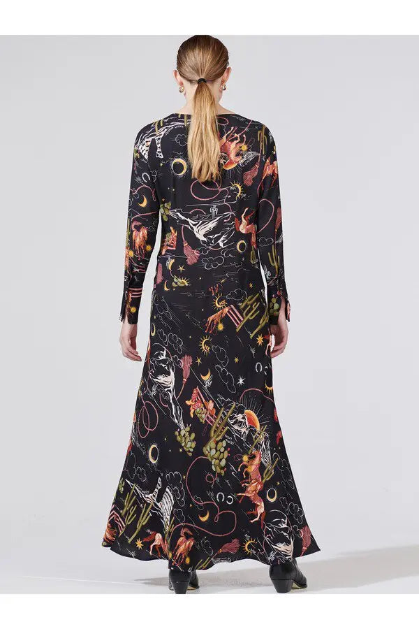 Hayley Menzies Sundance Black Crepe Maxi Dress L