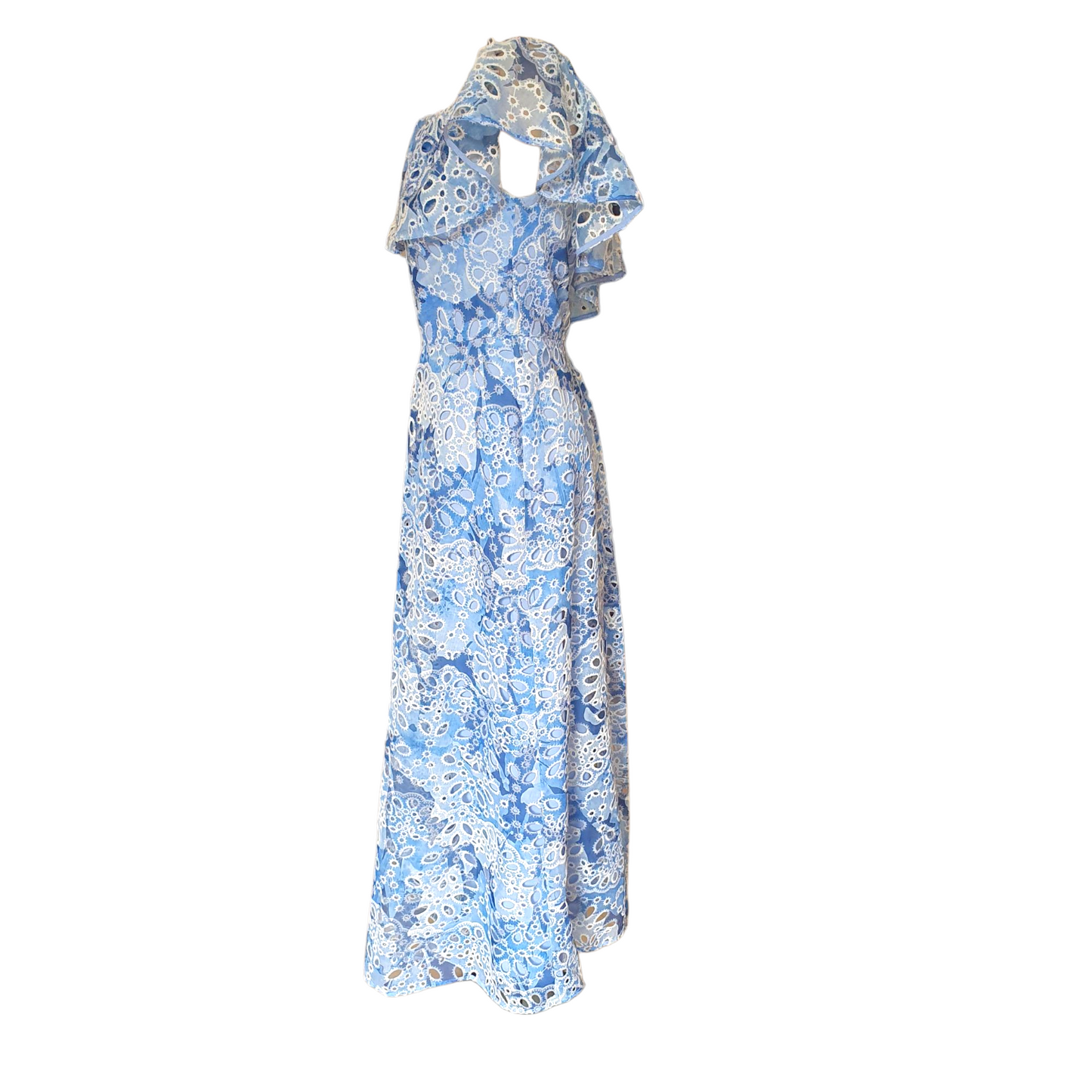 Mikael Aghal 'Azure Elegance' Blue Lace Dress - 10