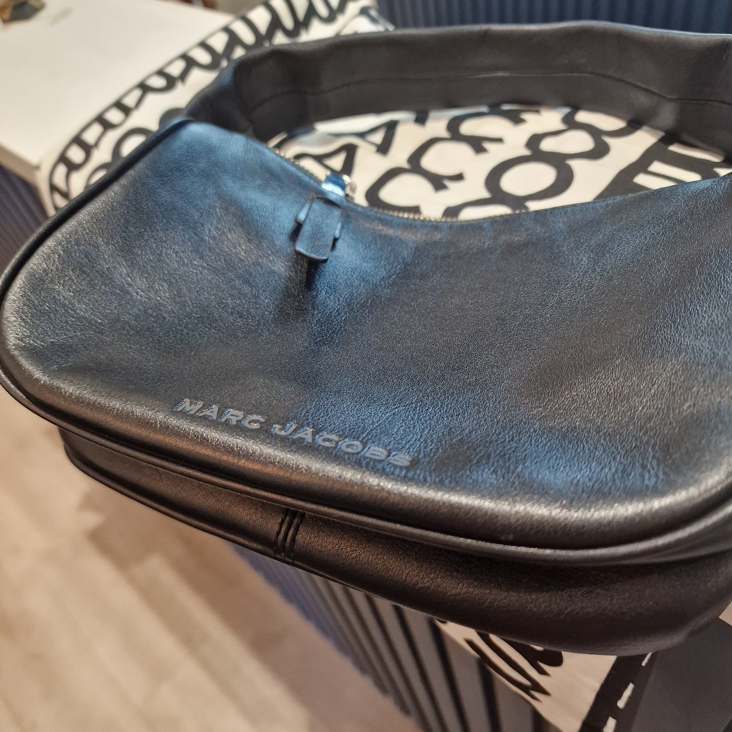 Marc Jacobs Pushlock Mini Hobo Black Leather Bag