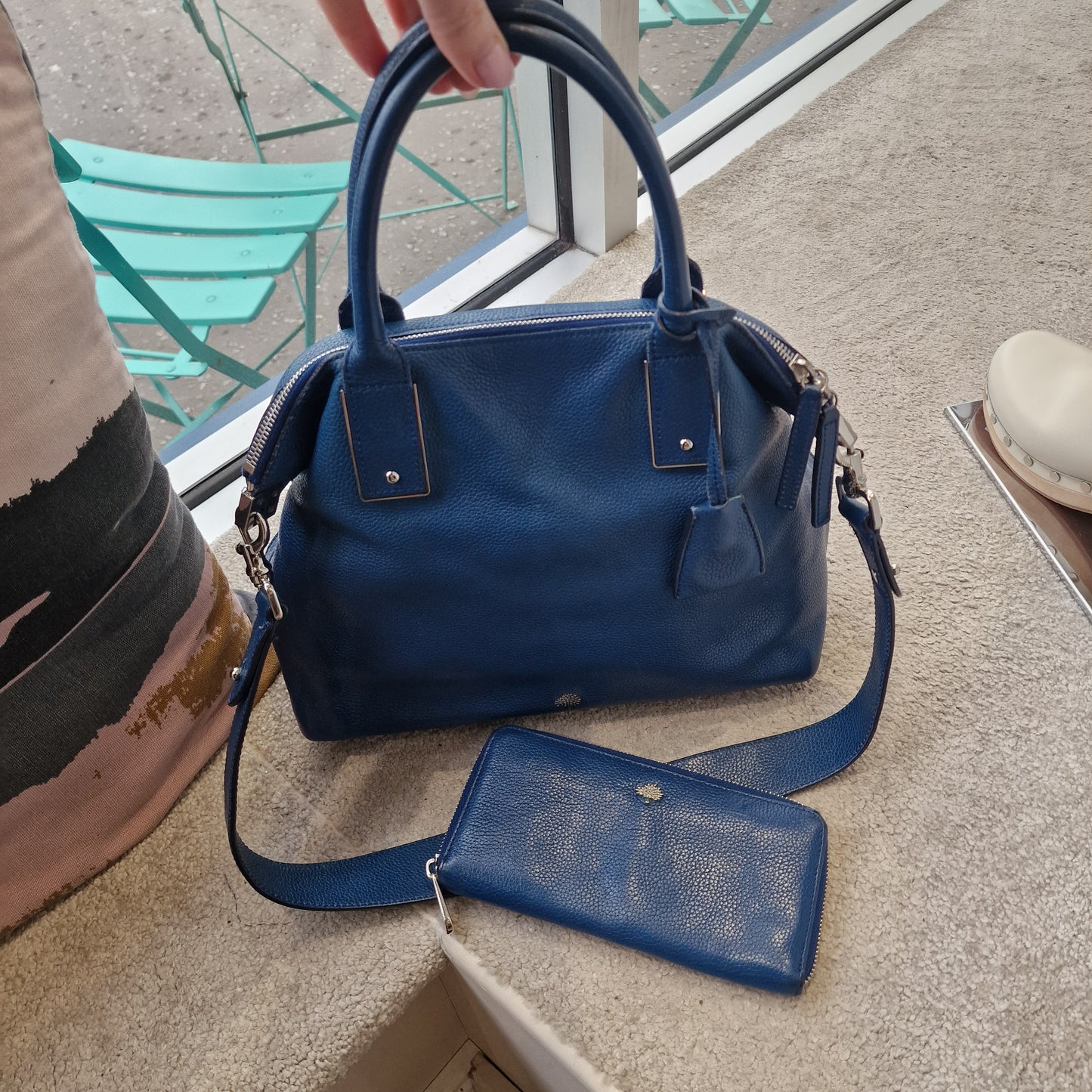 Mulberry Alice Sea Blue Zip Tote