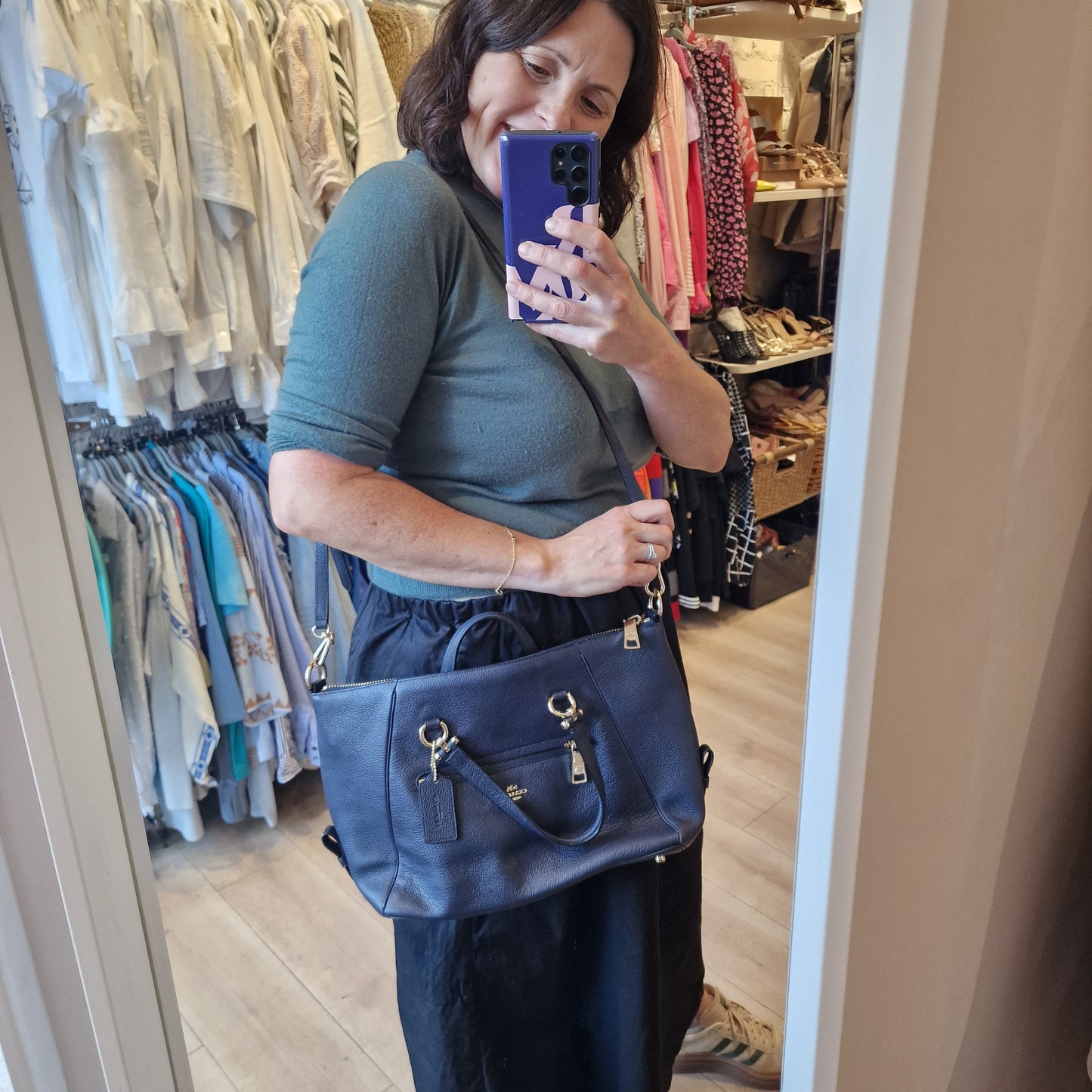 Coach Navy Leather Bag