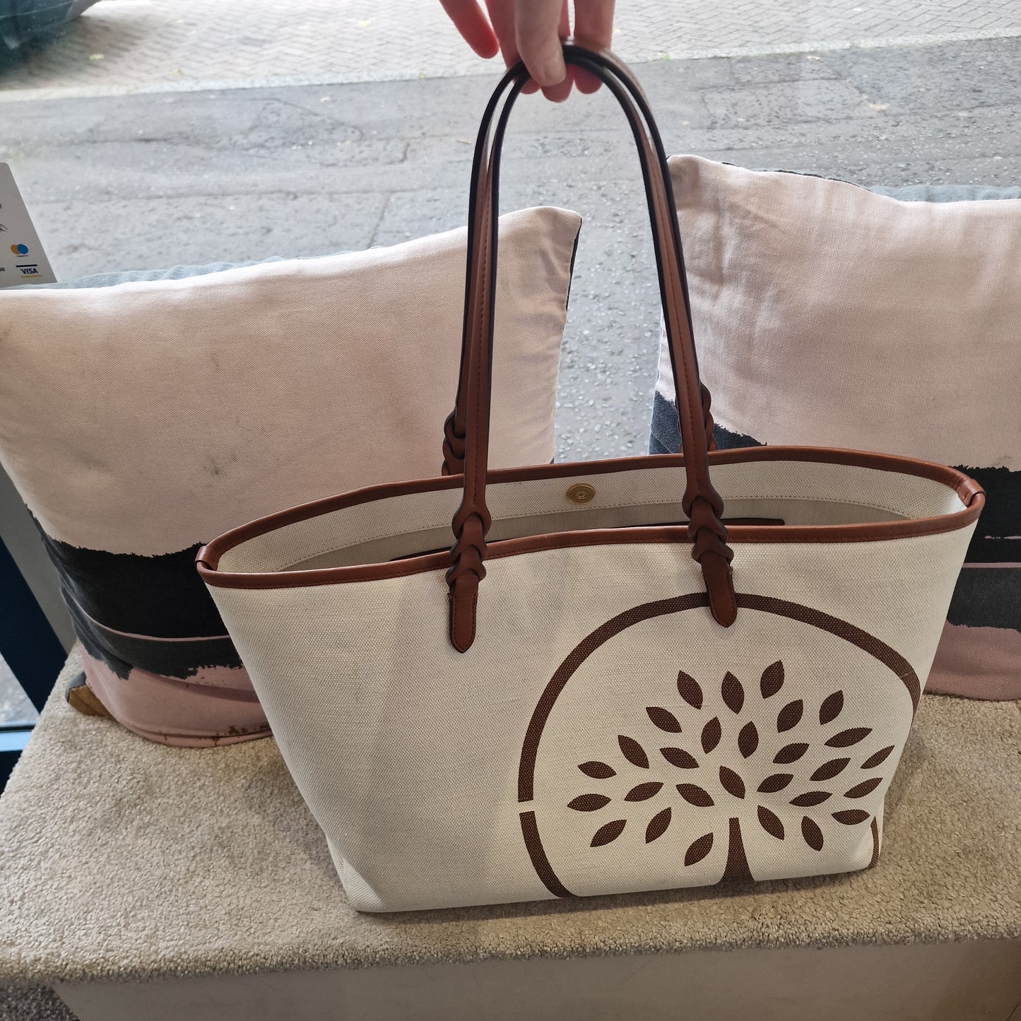 Mulberry Bayswater Canvas Tote, Cream & Tan