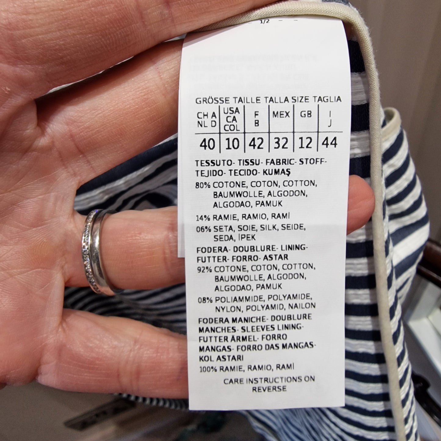 'S Max Mara Navy & White Stripe Coat - 12