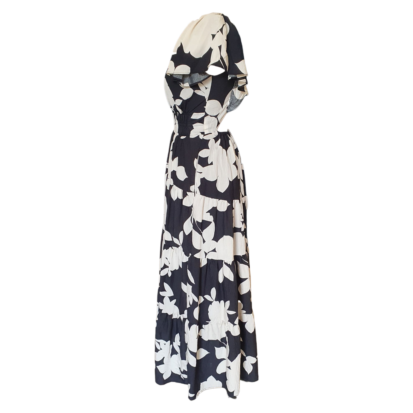 Anthropologie 'Silverlake Flutter-Sleeve' Black and Cream Dress - 8/10