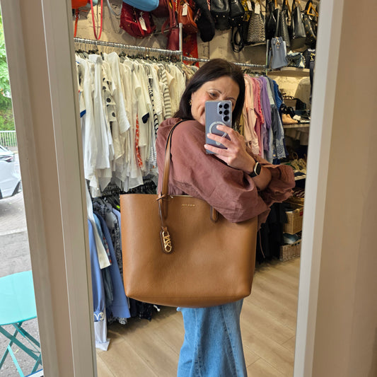 Michael Kors Eliza Reversible Tote,Tan NEW