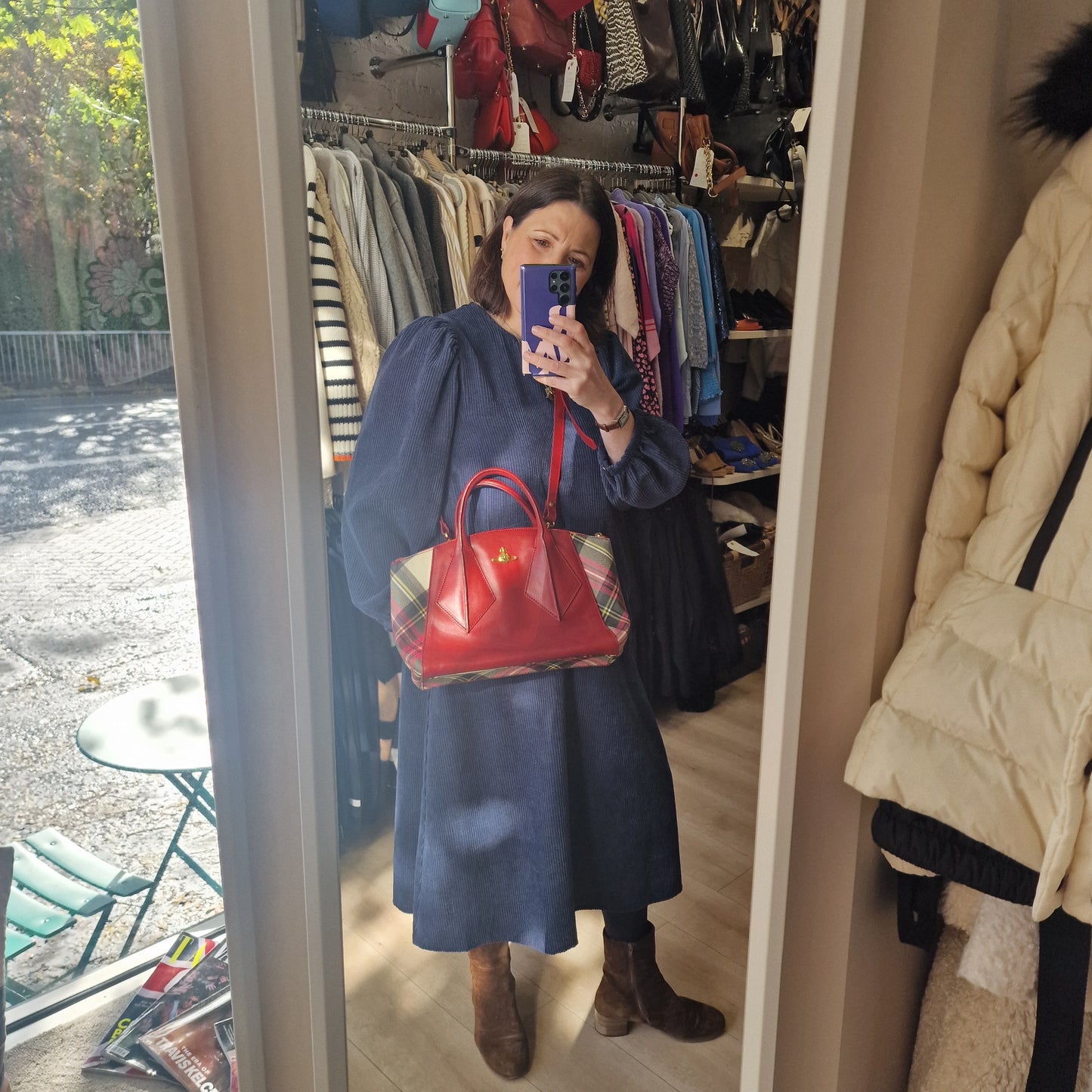 Vivienne Westwood Maroon and Tartan Bag