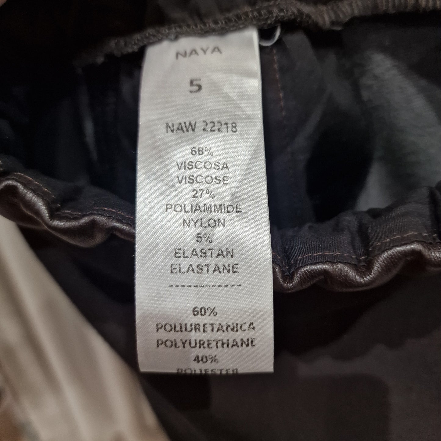 Naya Brown Faux Leather Trousers - 16