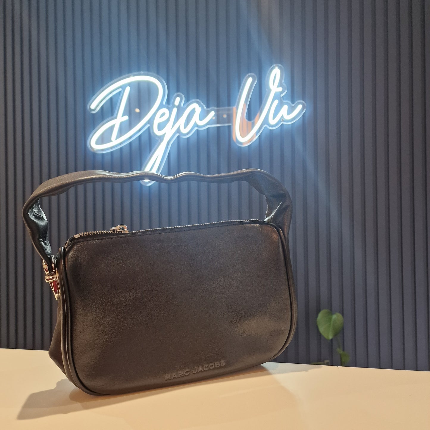 Marc Jacobs Pushlock Mini Hobo Black Leather Bag