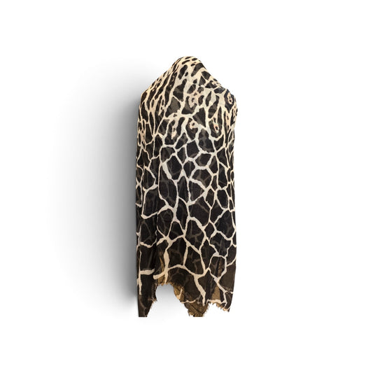 Roberta Cavalli Black and White Large Animal Print Silk and Cashmere Shawl