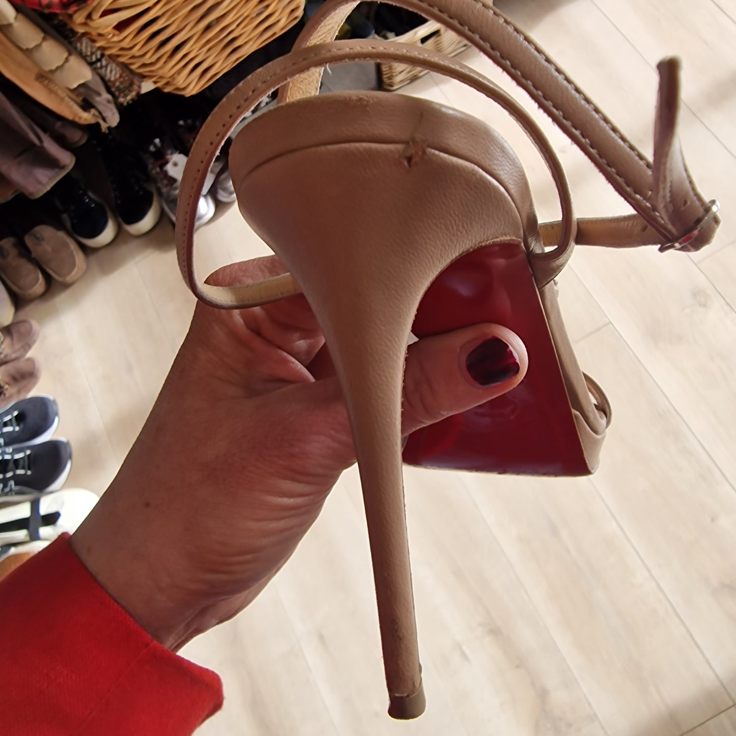 Christian Louboutin Loubi Queen 100 Nude Sandals - 7