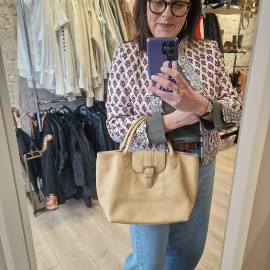 Longchamp Leather Butter Cream Tote