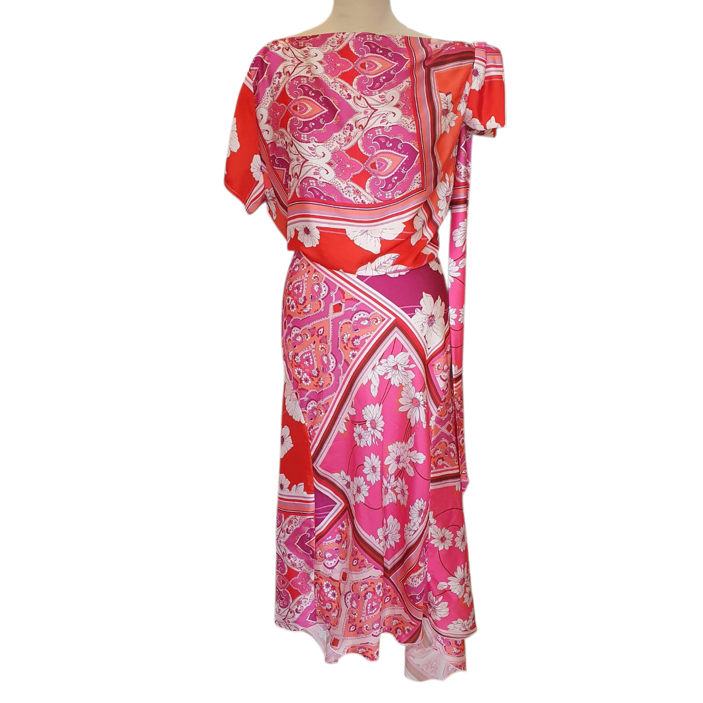 Kevan Jon 'Didi' Pink One Shoulder Paisley Dress - 16