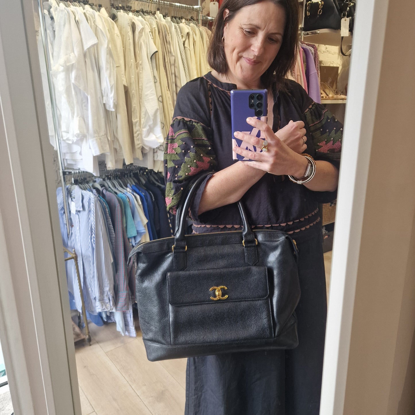 Chanel Black Caviar Leather Bag