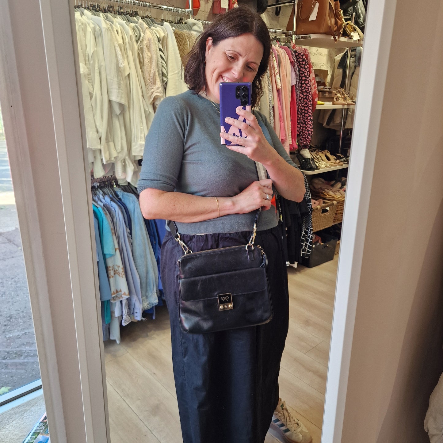 Anya Hindmarch Black Crossbody Leather Bag